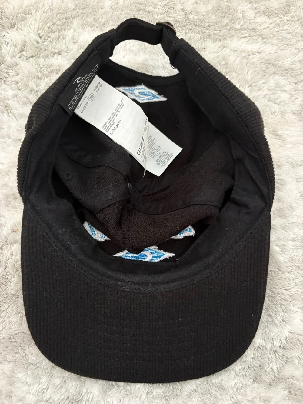 Rip Curl Black corduroy Cap with Blue Logo